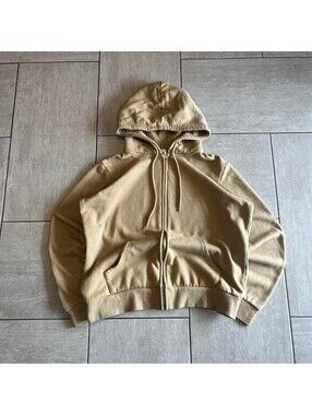 Reflex Mens Full Zip Hoodie Tan Khaki Cotton Blend Fleece XL